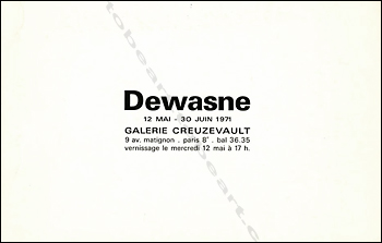 Jean DEWASNE - Paris, Galerie Creuzevault, 1971.