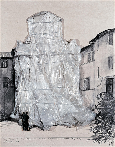 CHRISTO & Jeanne-Claude - Packed Tower, Spoleto, Italy 1968. New York, Multiples Inc., 1970.