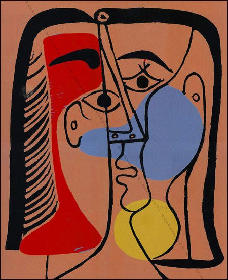 Pablo PICASSO - Linogravures (d'aprs / after), 1971 - Grande tte rouge, bleu, jaune.