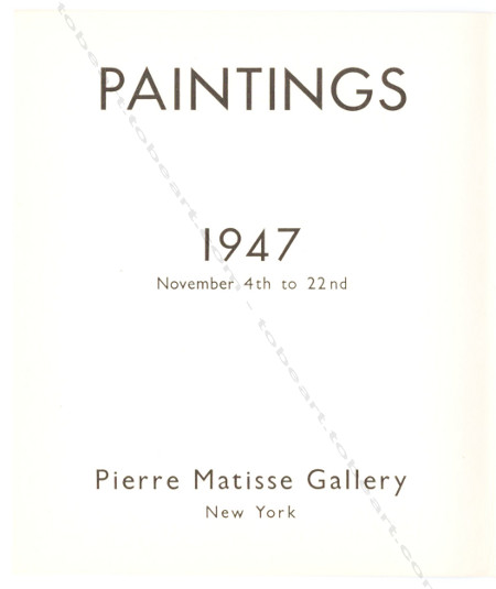 Roberto Sebastian MATTA - Paintings. New York, Pierre Matisse Gallery, 1947.