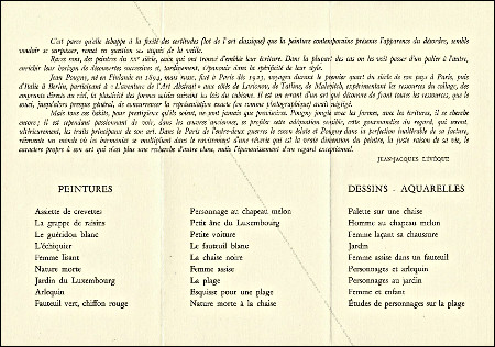Carton d'invitation de l'exposition de Jean POUGNY - Dessins et Peintures de 1916  1956. Paris, Galerie R. G. Michel, 1968.