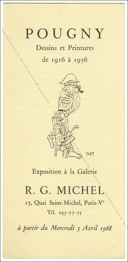 Carton d'invitation de l'exposition de Jean POUGNY - Dessins et Peintures de 1916  1956. Paris, Galerie R. G. Michel, 1968.