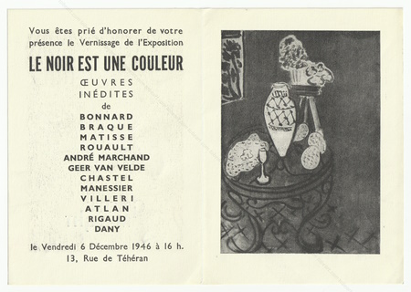 Le Noir est une Couleur. Paris, Galerie Maeght, 1946.