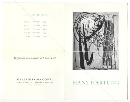 Hans HARTUNG. Paris, Galerie Lydia Conti, 1947.