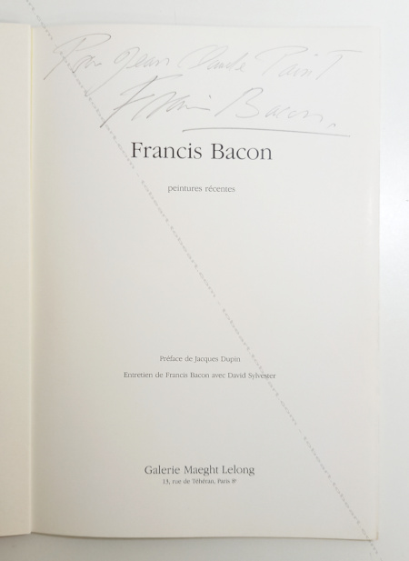 Francis BACON - Peintures rcentes. Paris, Galerie Maeght Lelong, 1984.