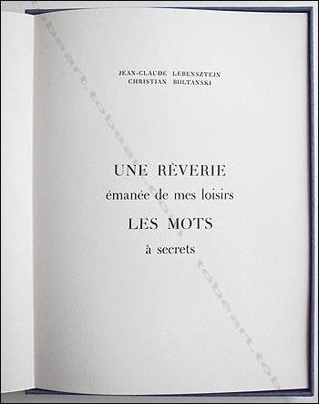 Les mots  secrets - Paris, Yvon Lambert Editeur, 1993.