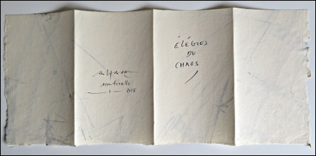 Julius BALTAZAR - François Xavier. Elégies du chaos. Dialogue avec Julius Baltazar. Paris, Les Editions du Littérarire, 2018.