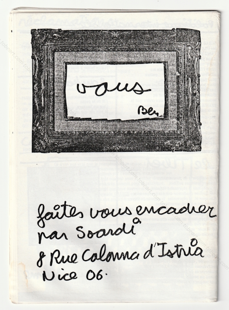 Plac'art. Bulletin intrieur de la diffrence. BEN (Vautier). Nice, Ben, 1987.