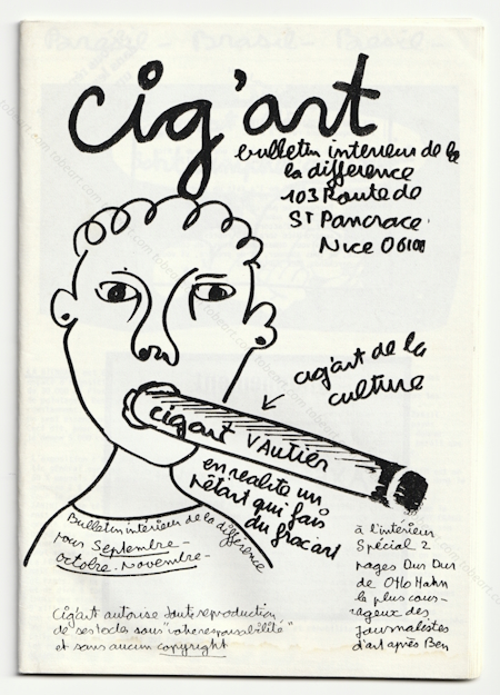 Cig'art. Bulletin intrieur de la diffrence. BEN (Vautier). Nice, Ben, 1983.