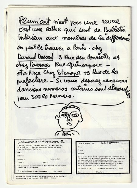 plum'art. Bulletin intrieur de la diffrence. BEN (Vautier). Nice, Ben, 1982.