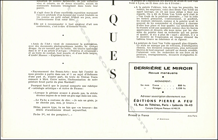 Jean CHAUVIN. DERRIERE LE MIROIR N°18. Paris, Maeght, 1949.