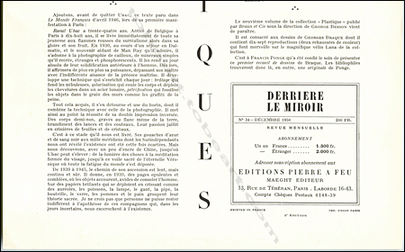Raoul UBAC - DERRIERE LE MIROIR N°34. Paris, Maeght, 1950.