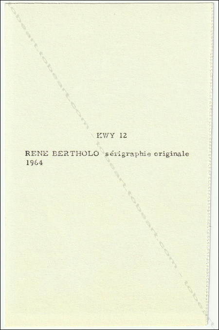Ren&eacute; BERTHOLO -�Sans titre (KWY 12). S&eacute;rigraphie originale / original silkscreen, 1964.