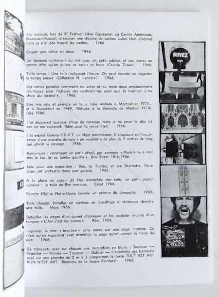 BEN (Vautier). Quelques id�es. Nice, Ben, (1970).