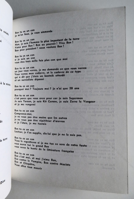 BEN (Vautier). POESIE. Nice, Ben, (1966).