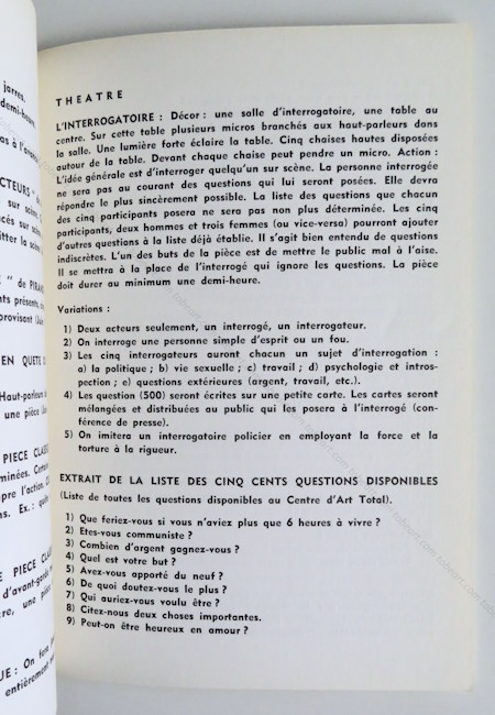 BEN (Vautier). TOUT n°9. THEATRE. Nice, Centre d'Art total (Ben), (1965).