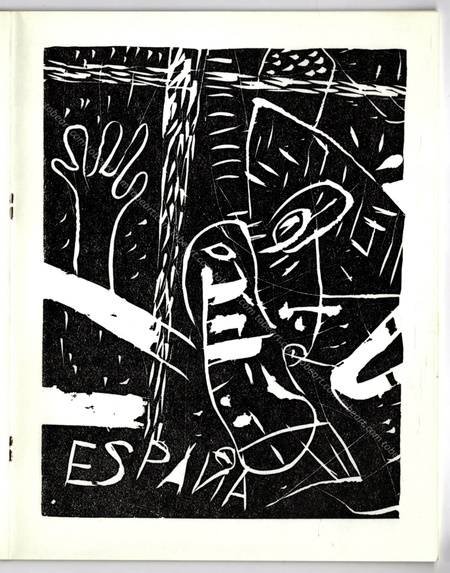 Linogravure originale de Mariano Hernandez. Paris, Galerie Peintres du Monde, 1965.