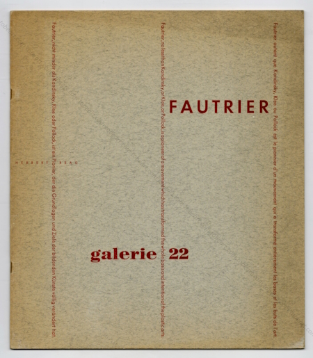 Jean FAUTRIER. Dusseldorf, Galerie 22, 1959.