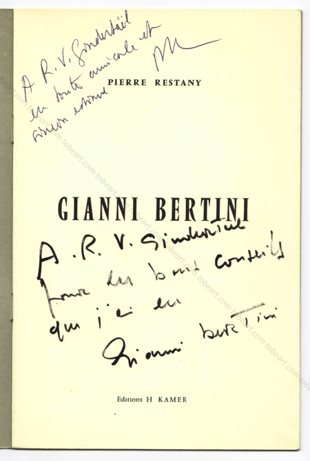 Gianni Bertini. Paris, Editions H. Kamer, 1957.