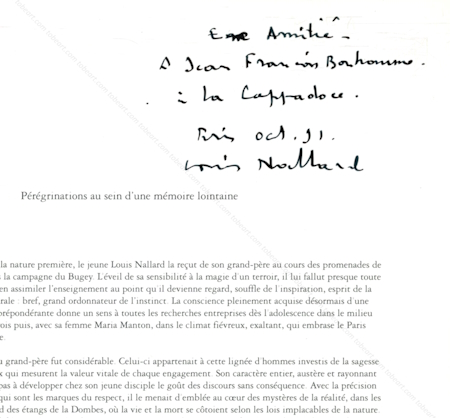Louis NALLARD - Pérégrinations au sein d'une mémoire lointaine. Paris, Galerie Jeanne Bucher, 1991.