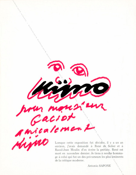 Ddicace de Ladislas KIJNO. Nice, Galerie Sapone, 1975.