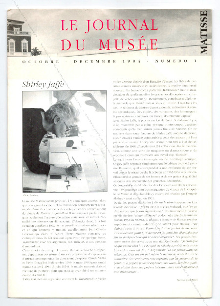 Shirley JAFFE - Le Journal du Muse. Nice, Muse Matisse, 1994.