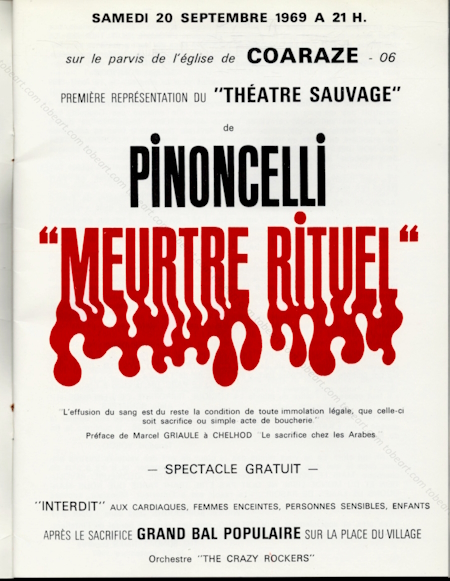 Thtre Sauvage de PINONCELLI. Meurtre Rituel. Saint-Etienne, (Pinoncelli), 1969.