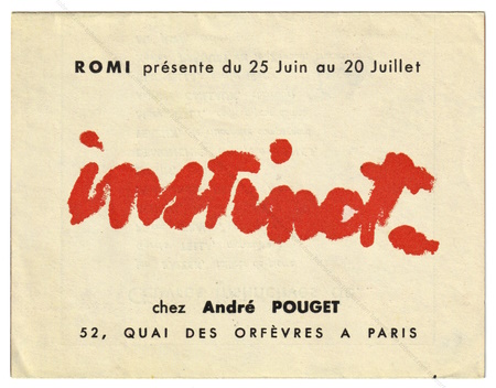Instinct. Paris, André Pouget, 1956.