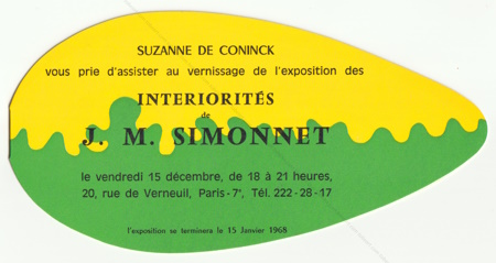 Intériorités de Jean Marie SIMONNET. Paris, Galerie Suzanne de Coninck, 1967.