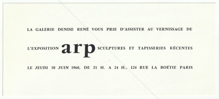 Jean ARP - Oeuvres rcentes. Paris, Galerie Maeght, 1950.