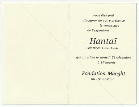 Simon HANTA - Peintures 1958-1968. Saint Paul, Fondation Maeght, 1968.