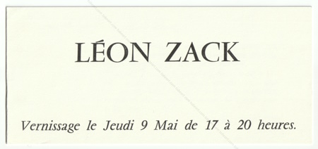 Lon ZACK. Paris, Galerie Klber, 1957.