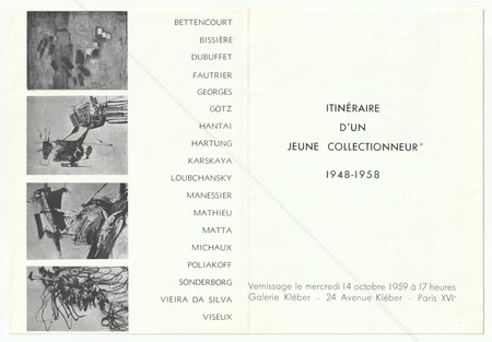 Itinraire d'un jeune collectionneur 1948-1958. Paris, Galerie Klber, 1959.