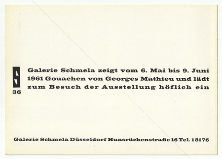 Georges MATHIEU - Gouachen. Dsseldorf, Galerie Schmela, 1961.