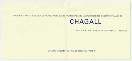 Marc CHAGALL - Dessins et lavis. Paris, Galerie Maeght, 1964.