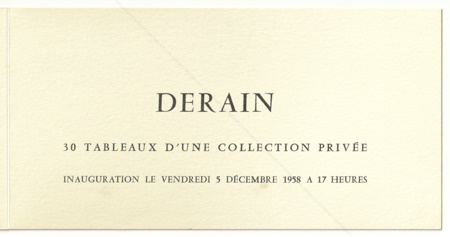 Andr DERAIN - 30 tableaux d'une collection prive. Paris, Galerie Maeght, 1958.
