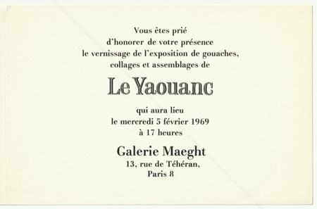 Alain LE YAOUANC - Gouaches, collages et assemblages. Paris, Galerie Maeght, 1969.