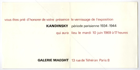Wassily KANDINSKY - Priode parisienne 1934-1944. Paris, Galerie Maeght, 1969.