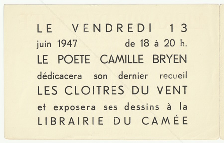 Camille BRYEN. Paris, Librairie du Came, 1947.