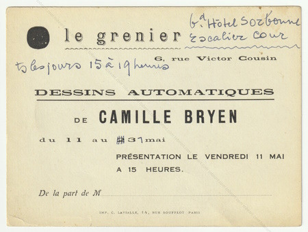 Dessins automatiques de Camille BRYEN. Paris, Le Grenier, (1934).
