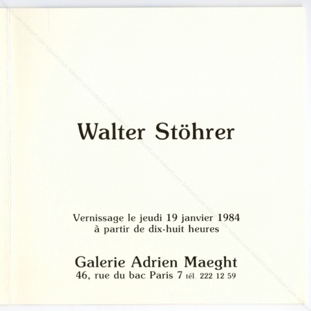 Walter STÖHRER. Paris, Galerie Maeght, 1984.