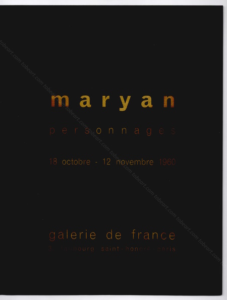 MARYAN - Personnages. Paris, Galerie de France, 1960.
