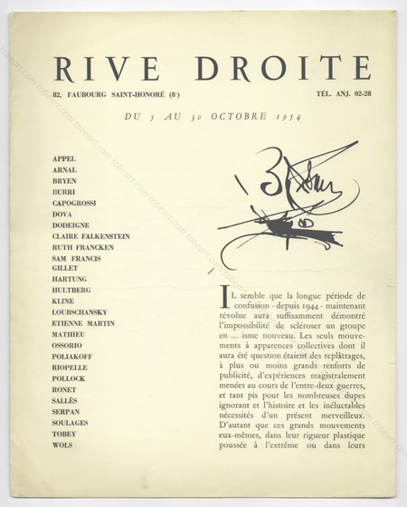 Individualits d'aujourd'hui. Paris, Galerie Rive Droite, 1954.