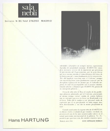 Hans HARTUNG. Madrid, Sala Nebli, 1966.