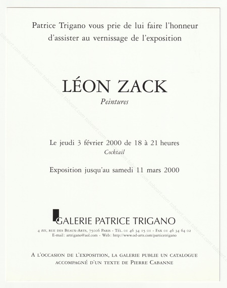 Léon ZACK - Peintures. Paris, Galerie Patrice Trigano, 2000.