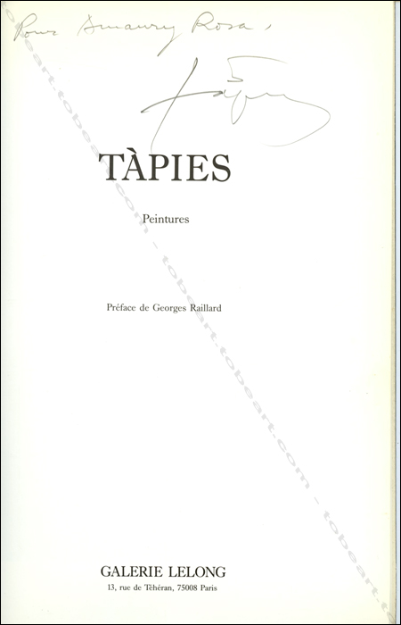 Antoni TÀPIES - Peintures. Repres Cahiers d'art contemporain n44. Paris, Galerie Lelong, 1988.