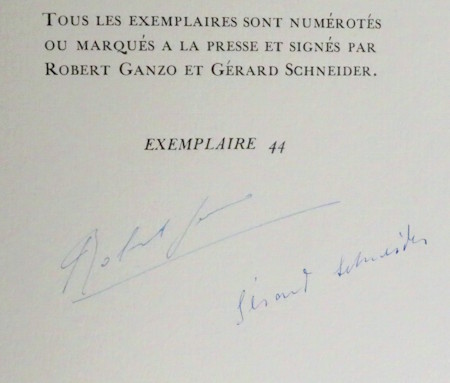 Gérard SCHNEIDER - Robert Ganzo. Langage. Paris, Lydia Conti, 1948.
