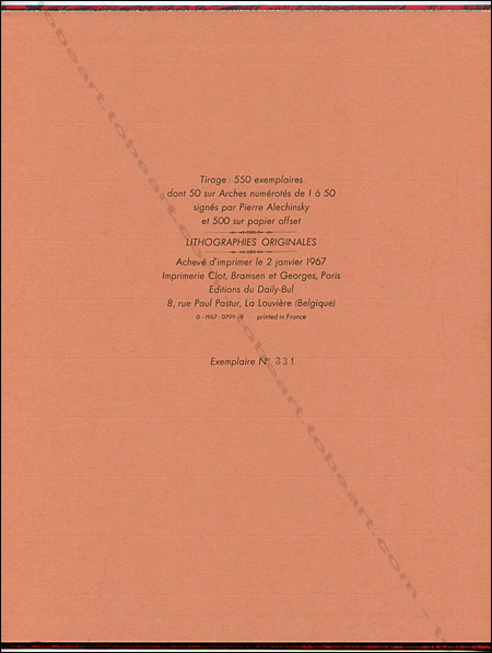 Pierre ALECHINSKY - Communication. 16 manifestations d'hypertrophie calligraphique. La Louvire, Editions du Daily-Bul, 1967.