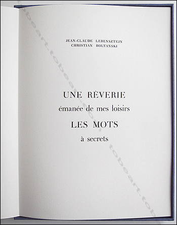 Les mots � secrets - Paris, Yvon Lambert Editeur, 1993.