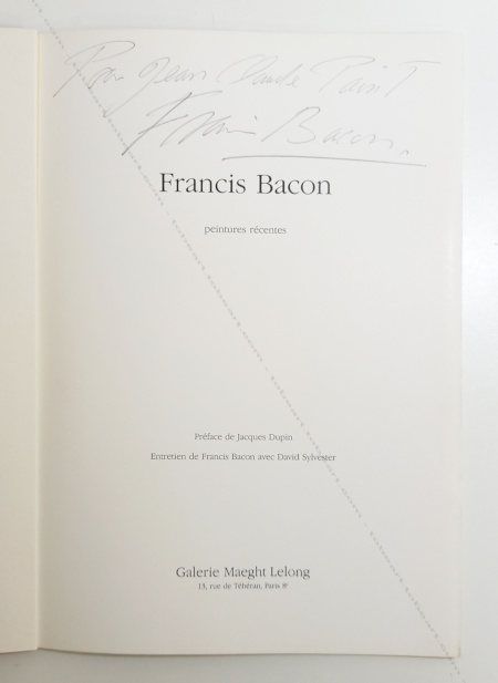 Francis BACON - Peintures r�centes. Paris, Galerie Maeght Lelong, 1984.